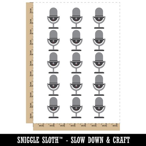 Podcast Broadcast Microphone Temporary Tattoo Water Resistant Fake Body Art Set Collection - 15 2" Tattoos (1 Sheet)