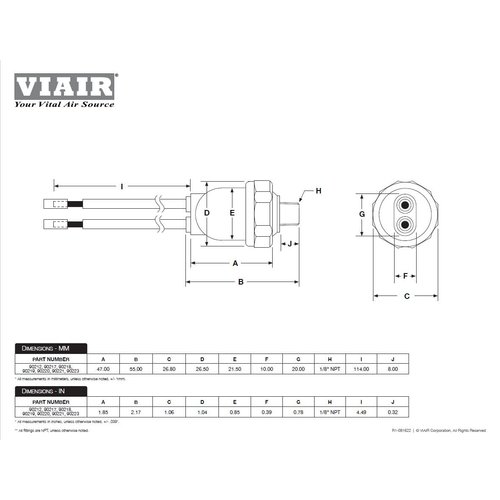 Viair 90221 Pressure Switch 165/200 PSI
