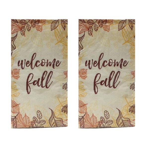 Thanksgiving Holiday themed Guest Towels Buffet 2-ply Paper Napkins with"Welcome Fall" Script (Pack of 2) 20 ct Each