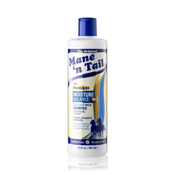 Mane 'n Tail Moisture Balance Shampoo with Coconut Milk & Biotin (20 Oz) | Sulfate-Free, Paraben-Free, Vegan Formula for Healthy Hair & Scalp
