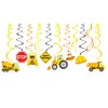 Kristin Paradise 30Ct Construction Hanging Swirl Decorations, Construction Trucks Birthday Theme Streamers, Traffic Zone Party Supplies, Kids Boy Toddler First Favors, Stop Sign Worker Decor