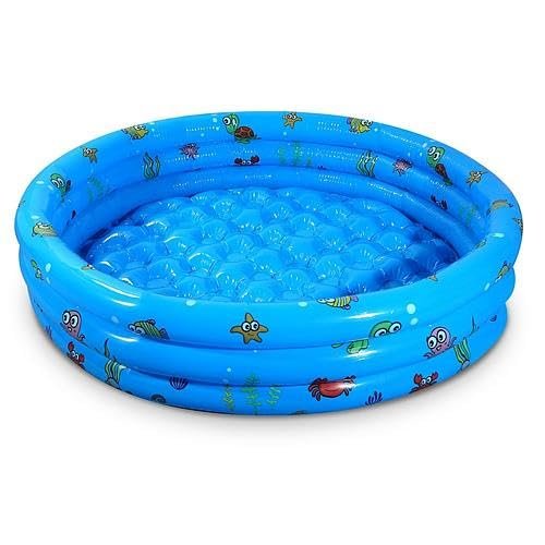 51x13 Inflatable Swimming Pool Blow Up Family Pool for 3 Kids Foldable Swim Ball Pool Center w/ 4 Valves Bottom Water Drain Plug for Indoor Backyard