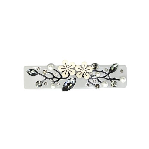 Faship Premium Rhinestone Crystal Black Cellulose Acetate Floral Art Deco Hair Claws Clips