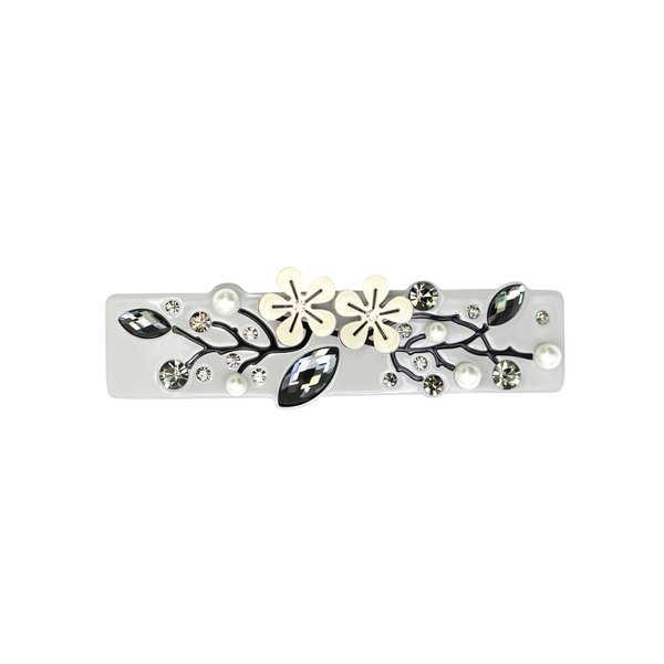 Faship Premium Rhinestone Crystal Black Cellulose Acetate Floral Art Deco Hair Claws Clips