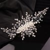 Teyglen Bridal Crystal Pearl Hair Comb with Rhinestone Beads - Luxurious Handmade Wedding Headpiece for Brides, Women, and Girls (Silver)