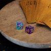 24 Pieces MTG Dice Counters Magic The Gathering Counter Status Tokens Starry Sky D6 Dice Set for MTG Cards Game Night Accessories(Turquoise&Lilac, Navy&Purple)