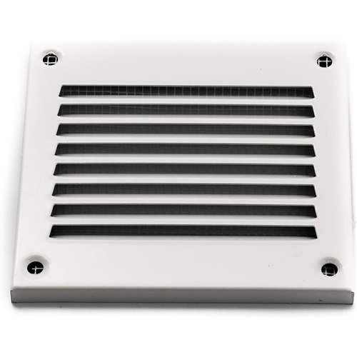 Vent Systems 4'' x 4'' Inch Pack of 5 White Air Vent Cover Metal Air Return Grill with Built in Pest Guard Screen HVAC Vent Cover for Home Improvement Vent Duct Cover 100x100 mm
