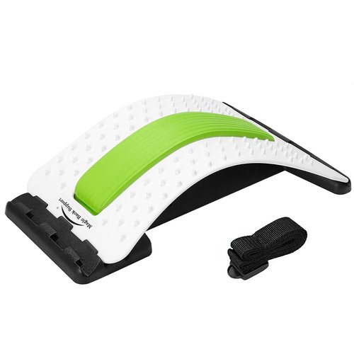 Jimugor Back Stretcher - Lower and Upper Back Pain Relief, Lumbar Stretching Device，Posture Corrector - Back Support for Office Chair | Get Muscle Tension (White/Green)