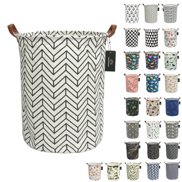 laundry baskets,bedroom hamper,kitchen organization,GodenMoninG 62.8L Waterproof Round Cotton Linen with Handles Collapsible storage basket. (THICK Flow Mark)