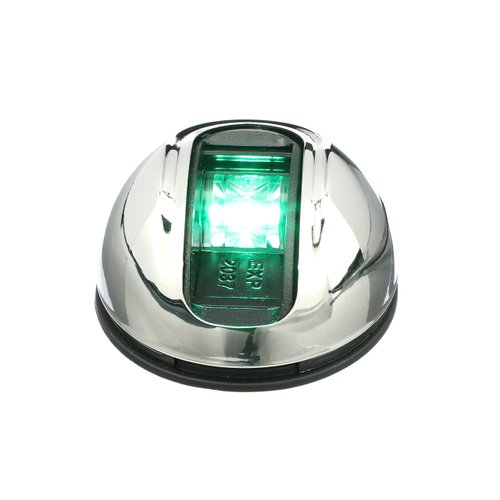 Attwood NV4012SSG-7 LightArmor 2-Mile Vertical Surface Mount Navigation Light, Green LED Lighting, Eliptical Stainless Housing