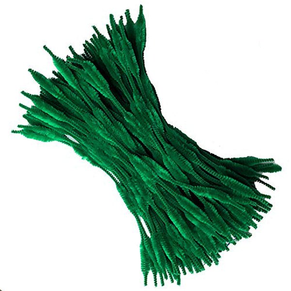 Carykon Pack of 100 Pipe Cleaners Fuzzy Bumpy Chenille Stems for Creative Handmade DIY Art Craft (Green)