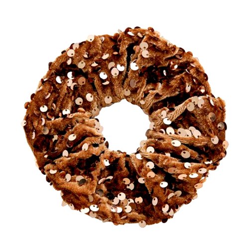 7 Pcs Elegant Glitter Sequins Dance Scrunchies Cheer Hair Scrunchies For Thick Hair Performance Scrunchy Sports Ponytail Holder Wrist for Girls Cosplay Show (Brown)