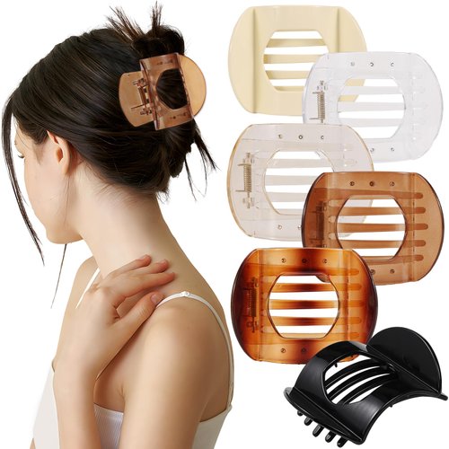 Molizummy 6 Pack Hair Clips for Women Square Hair Claw Clip for Thin Thick Curly Hair, Strong Hold Plastic Nonslip Claw Clip Neutral Colors Christmas Gifts