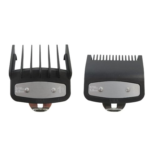 Professional Clipper Comb Replacement for Wahl Clipper Guards Set, 2 Pcs for Wahl Guards Clippers 1/16", 3/16", Universal Barber Guards with Metal Clip for All Wahl Clippers Combs #3354, Black