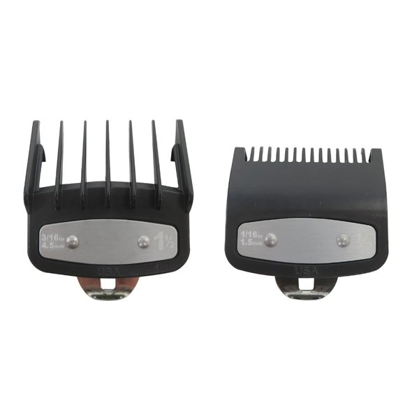 Professional Clipper Comb Replacement for Wahl Clipper Guards Set, 2 Pcs for Wahl Guards Clippers 1/16", 3/16", Universal Barber Guards with Metal Clip for All Wahl Clippers Combs #3354, Black