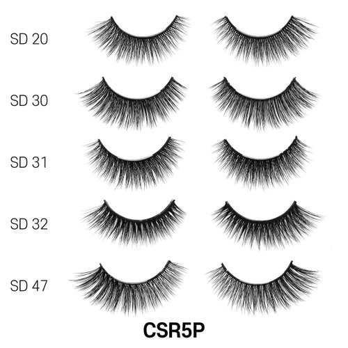 Laflare 5 Styles Premium Silk Lashes 3D Faux Mink Eyelashes Multipack, Light, Natural Looking, Professional Easy to Apply Eyelashes in a Knitted Style 5 Pairs Mixed Value Pack (CSR5P)
