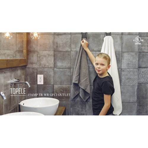 TOPELE 15 Amp GFCI Outlet 125 Volt Tamper-Resistant and Weather-Resistant, Receptacle, Indicator with LED Light, Nylon Wallplate and Screws Included,TR WR White, UL Listed
