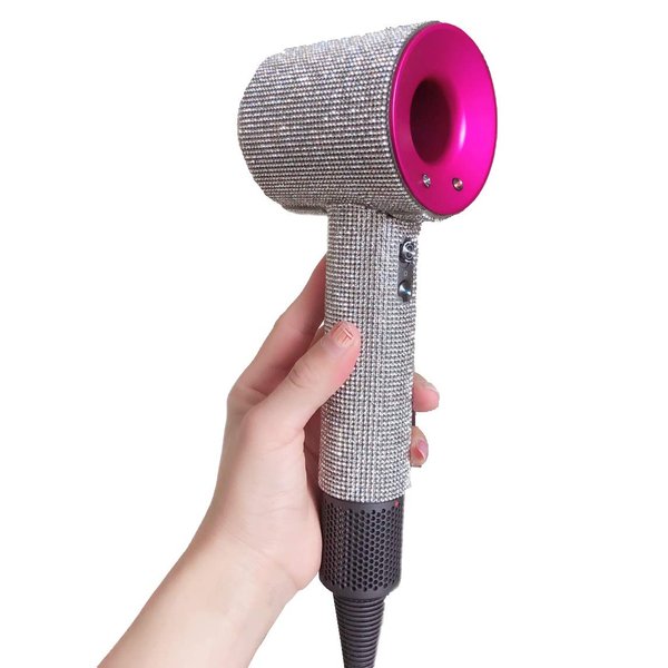 Woniutch Self-Adhesive Bling Crystal Rhinestone Sticker Sparkles Diamond Stone Decal for Dyson Supersonic Hair Dryer Protector (Silver)