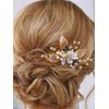 Brishow Gold Leaf Bride Wedding Hair Comb Rhinestone Hair Pieces Flower Bridal Hair Accessories for Women and Girls
