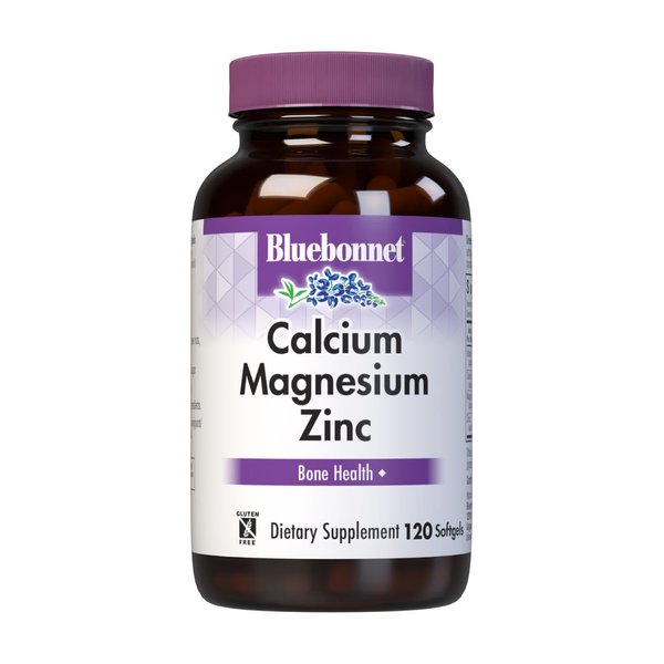 Bluebonnet Nutrition Calcium Magnesium Zinc Plus Vitamin D3, 1000 mg of Calcium, 500 mg of Magnesium and 15 mg of Zinc, 400IU Vitamin D3, For Strong Healthy Bones*, Gluten-Free, Dairy-Fee, 120 softgel