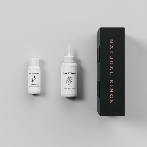 Natural Kings Men's Black Hair Dye - Root Touch Up Hair Color - Easy Application -Long lasting - Gray Coverage with Pre-Wash Shampoo - 3.74 Fl Oz