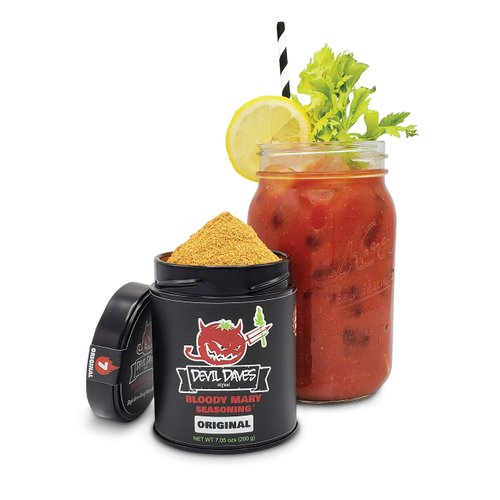Devil Daves Bloody Mary Seasoning Mix TIN - Turns any Tomato juice into Bloody Mary Mix ~ Use with Bloody Caesars or Micheladas - Premium Spices - Scoop Included | (25 SERVING - 7 OZ)