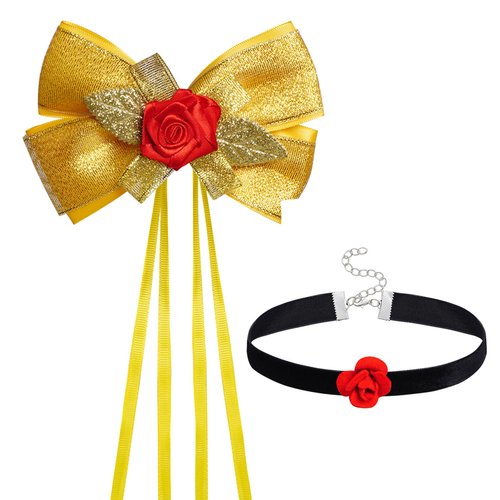 Jmkcoz Princess Costume Accessories Halloween Cosplay Dress Up Hair Bow Clips Choker