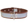 Genuine Leather Reflective Dog Collar 25" Long 1.5" Wide Brown Fits 17"-22" Neck