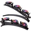 CROWN GUIDE Sparking Crystal Stone Braided Hair Clips for Women Curly/Thick/Fine Hair, Rhinestone Hair Clips, Barrette with 3 clips for Girl, Alligator Duck Billed Hair Clips, Flower Claw Clip French
