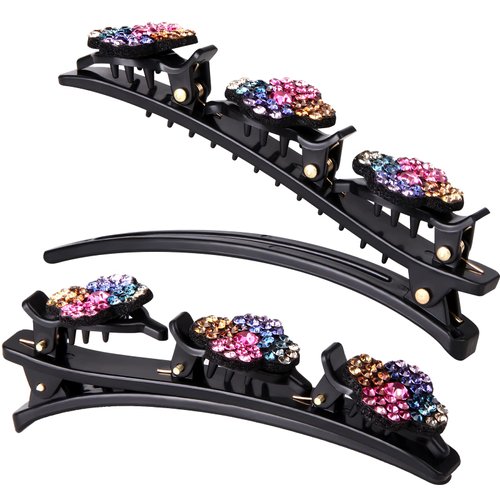CROWN GUIDE Sparking Crystal Stone Braided Hair Clips for Women Curly/Thick/Fine Hair, Rhinestone...