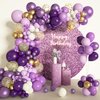 Amandir 150Pcs Purple Balloons Garland Arch Kit, Light Pastel Purple Gold White Balloons Confetti Latex Metallic Balloons for Women Birthday Baby Shower Wedding Party Decorations Supplies