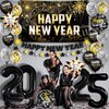 KatchOn, New Years Eve Party Supplies 2025 Set - Big, Pack of 25 | Black and Gold Happy New Year Banner, 2025 Balloon Numbers, New Year Foil Balloons | NYE Decorations 2025, New Years Decorations 2025