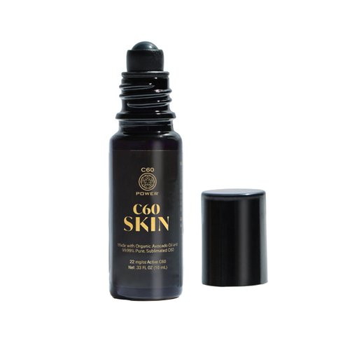 C60 Power - Skin Roll-On - Age-Defying Antioxidant Protection - Reduce Wrinkles, Heal Skin, Non-Greasy - Face, Body, Bug Bites, Scarring - Organic Avocado Oil, 99.99% Pure C60 Fullerenes