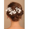 Denifery 3PCS Bride White Flower Wedding Hair Pins Clips Rhinestone Silver Bridal Hair Piece Accessories for Women and Girls (Rose Gold)