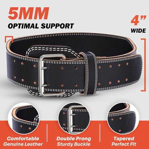 Leather Weight Lifting Belt for Men, Womens Weight Lifting Belts, Back Belt Weightlifting, Squat Belts for Men, Weight Training Belt, Deadlift Belt for Men, Clip Lifting Belt (Small, Black/White)