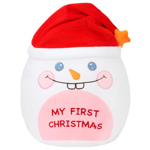 Cuteoy Baby's First Christmas Snowman Plush Pillow Cute Plush Toy Soft Stuffed Animal Plushies for Girls Boys Birthday