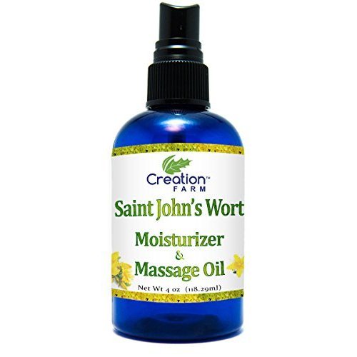 St Johns Wort Moisturizer & Massage Oil 4 OZ - Premium St Johns Wort Infusion in Massage Oil Blend - Soothing Body Massage Oil from Creation Farm