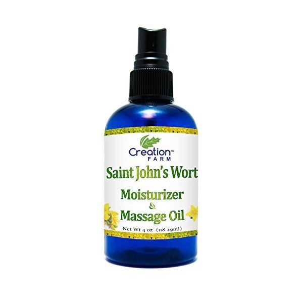 St Johns Wort Moisturizer & Massage Oil 4 OZ - Premium St Johns Wort Infusion in Massage Oil Blend - Soothing Body Massage Oil from Creation Farm