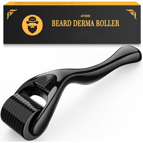 ATIDIE Derma Roller Microneedle Roller for Face,Titanium Beard Roller,Microneedle Roller for Skincare Tools for Women Men (Black)