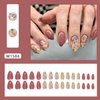 Almond Press on Nails Short Fake Nails with Fall Flower Design Glossy False Nails Acrylic Nails Full Cover Glue on Nails Reusable Floral Stick on Nails Kit for Women Girls DIY Flower Nails Art,24Pcs