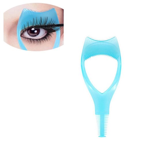 3Pcs Plastic Makeup Upper Lower Eye Lash Mascara Guard Applicator With Comb Eyelashes Curlers Shields Applicators (Blue)