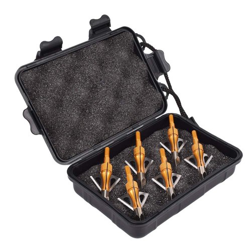 TY Archery Hunting Broadheads 6X 100 Grain 3 Blade Arrow Heads Tips Crossbow Compound Bow, 1X Broadhead Case, 1X Broadhead Wrench Safety Protect Finger