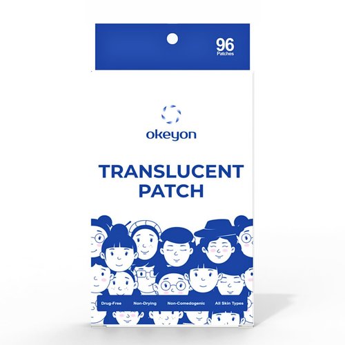 Translucent Patch - Hydrocolloid Acne Patch for Face and Body by Okeyon - One Ingredient, Translucent, Absorbing Solution for Covering & Protecting Pimples - Vegan, Cruelty-Free, Ultra-Thin (96 Count)