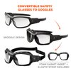 Ergodyne - 56003 Skullerz Loki Convertible Anti-Fog Safety Glasses, Clear Lens- Includes Gasket and Strap to Convert to Goggle Anti-fog Clear Lens, Black Frame