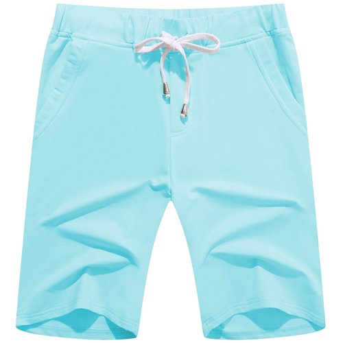 Janmid Men's Casual Classic Fit Cotton Elastic Jogger Gym Shorts Sky Blue 2XL