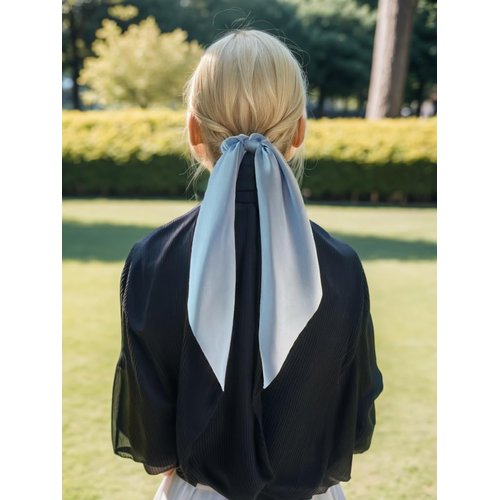 3PCS Hair Scarf Scruncheis for Women Knotted Bow Hair Ties Elastic Bands Satin Hair Ribbon Scrunchy Red Ponytail Holder for Women and Girls (Blue Lilac Pink)