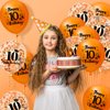 10th Birthday Balloons for Girls Boys 18Pcs Orange Happy 10th Birthday Latex Balloons Orange 10th Birthday Party Decorations for Kids 10th Birthday Anniversary Fall Halloween Party Supplies 12 Inch