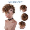 Aisaide High Puff Afro Ponytail Drawstring,Short Curly Ponytail Extension,Mohawk Kinky Synthetic Hair Bun with Bangs,Wrap Updo Clip in Hair Extensions with Six Clips and Two Comb