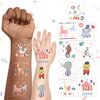 Cheerland 108 pcs Circus Animal Temporary Tattoos for Kids, Carnival Themed Birthday Pastel Face Tem Tats Baby Shower Wild One Party Favors Supplies