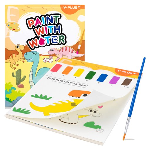 YPLUS Paint with Water Books for Toddlers, Watercolor Painting Paper for Kids Ages 1-3, 2-4, Art Craft Gift for Drawing with Brush, Christmas Stocking Stuffers for Kids Toddler - Dinosaur